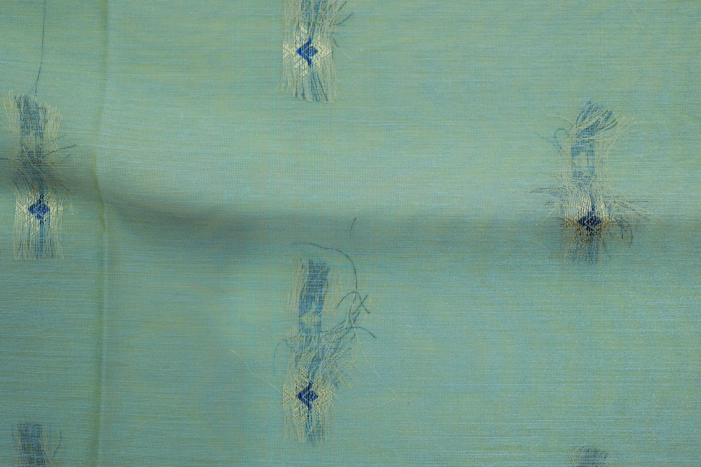 KS27 - Pastel blue and yellow silk cotton saree