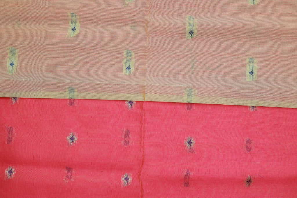 KS25 - Amaranth red and pastel yellow silk cotton saree