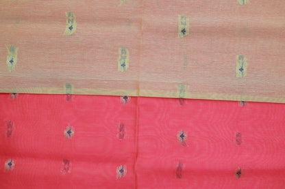 KS25 - Amaranth red and pastel yellow silk cotton saree