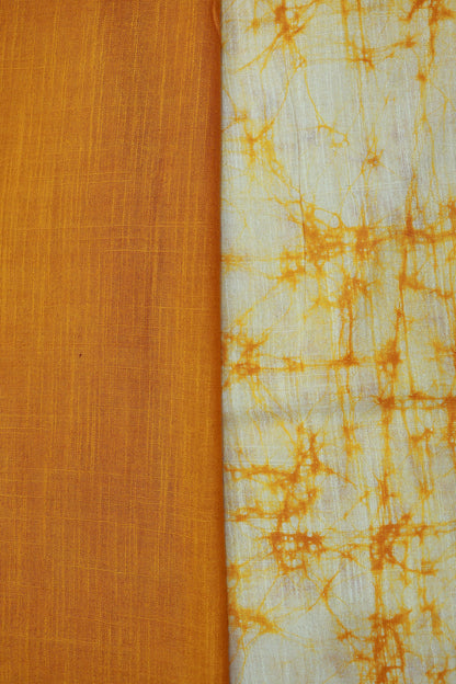 KS23 - Sunlit Mustard Shibori & Block Print Cotton Saree