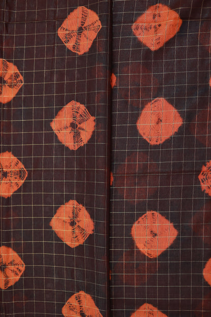 KS29 - Elegant Handwoven dark brown Linen Saree