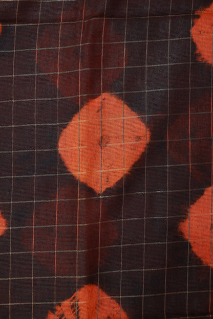 KS29 - Elegant Handwoven dark brown Linen Saree