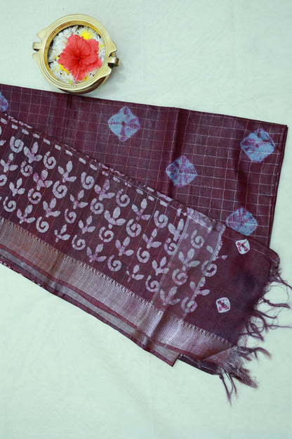 KS28 -Elegant Handwoven maroon Linen Saree