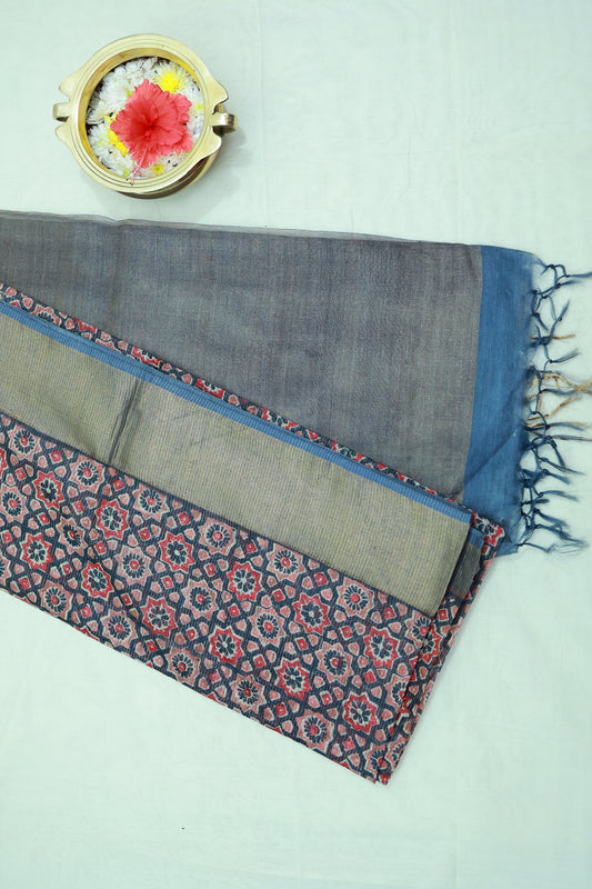 KS110 - Deep blue multicolor Tussar Sarees