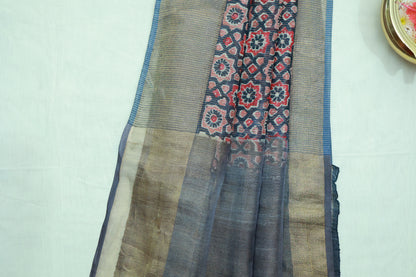 KS110 - Deep blue multicolor Tussar Sarees