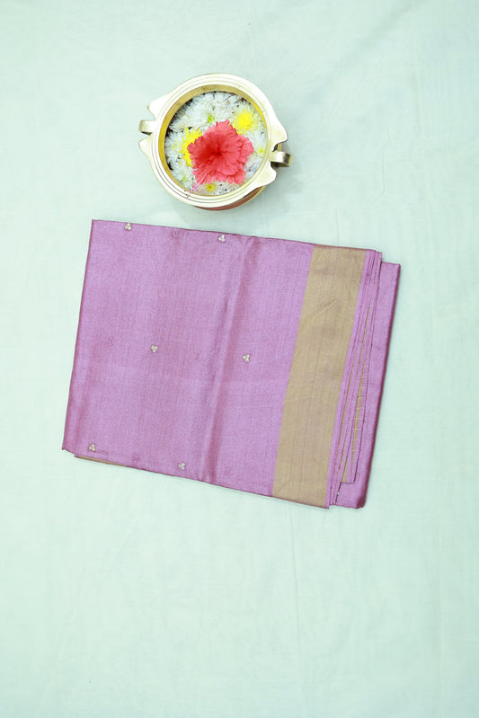 KS109 - Lavender shade with golden border Tussar Saree