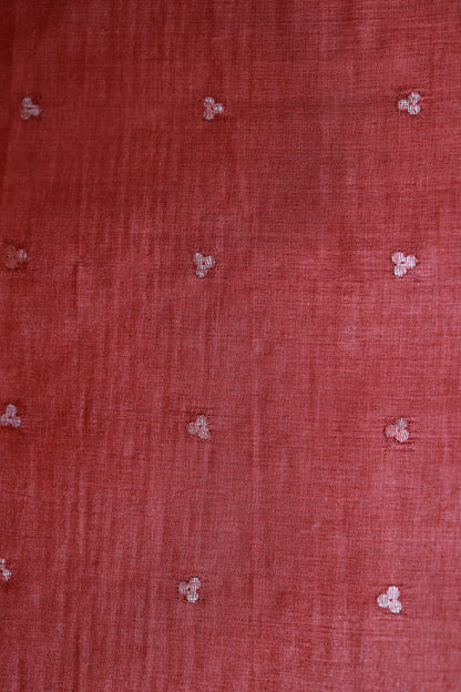 KS108 - Rustic red Tussar Saree with mild threadwork