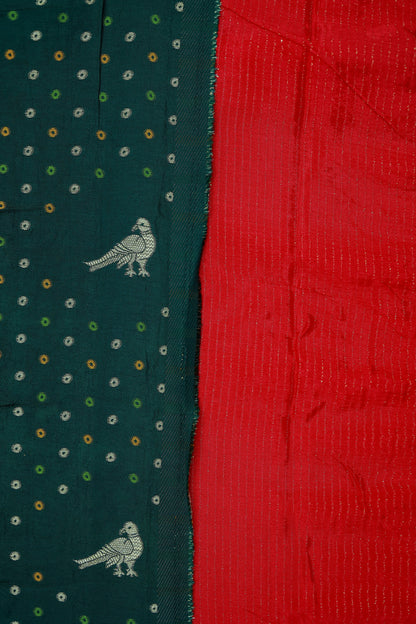 KS20    Red Banarasi Saree with Silver Zari Border