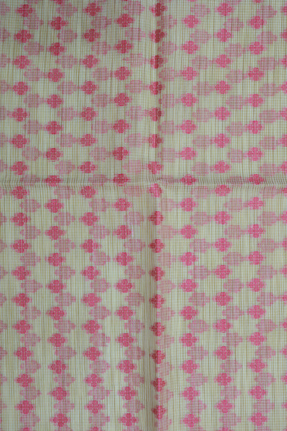 KS18 - Vibrant pink and soft beige cotton saree