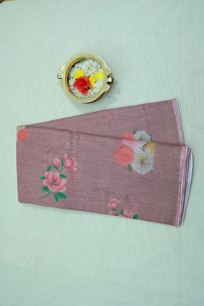 KS15 -Elegant Handwoven Linen Saree