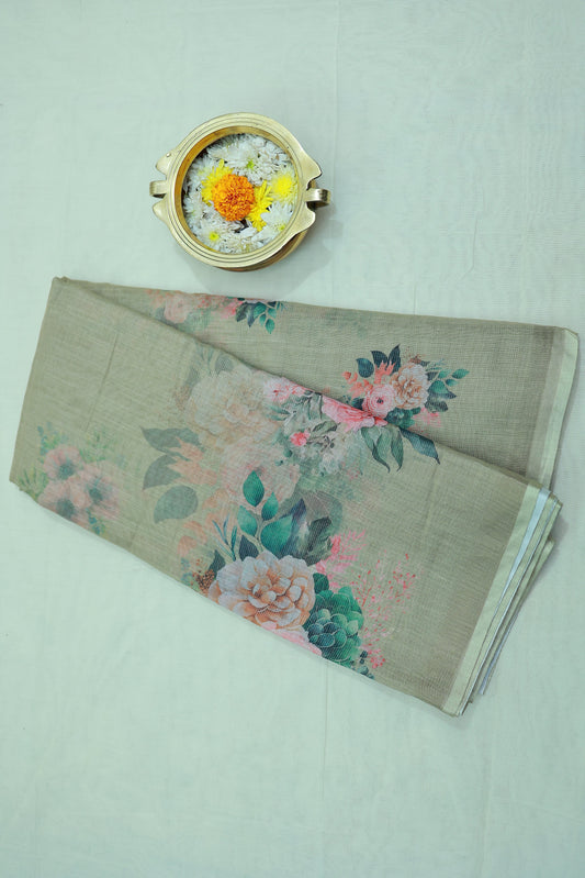 KS13 - Elegant Handwoven Linen Saree