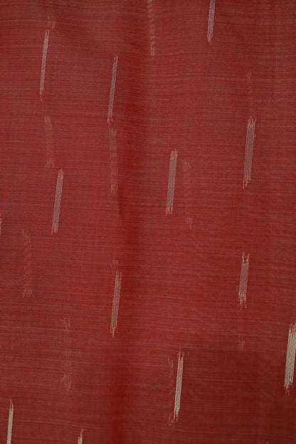 KS03 - Soft off white & Chilli red silk blended cotton saree
