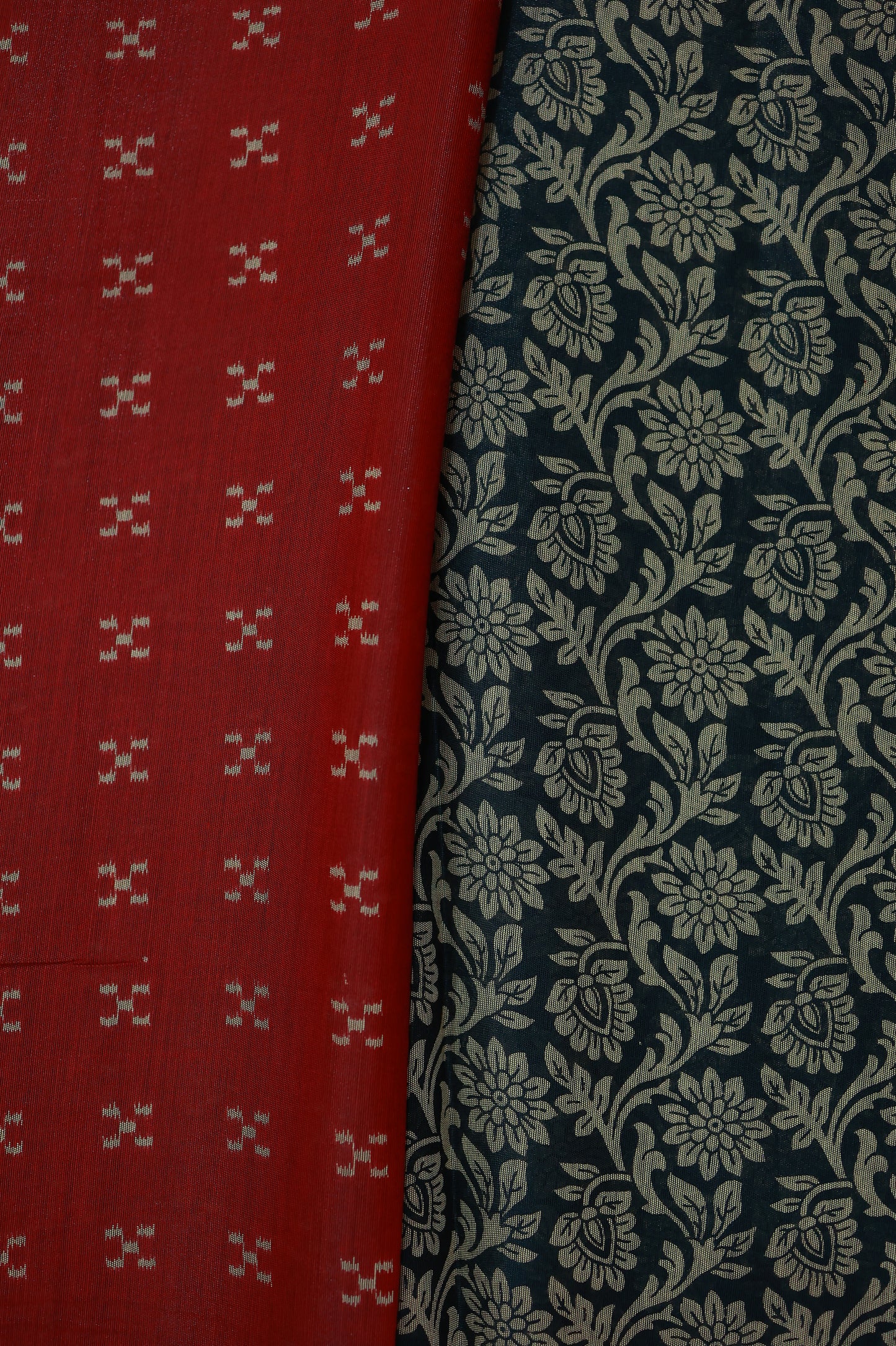 KS02 - Black and Maroon silk blended cotton saree