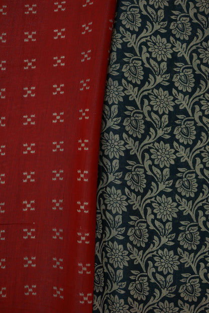 KS02 - Black and Maroon silk blended cotton saree