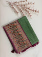 KS334- Leaf green silk blended saree