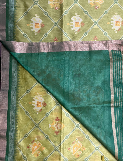 Ks 208 - Parrot green silk saree