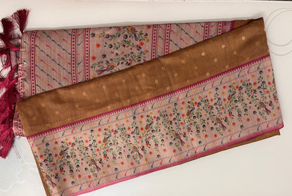 KS332- Golden brown silk blend saree
