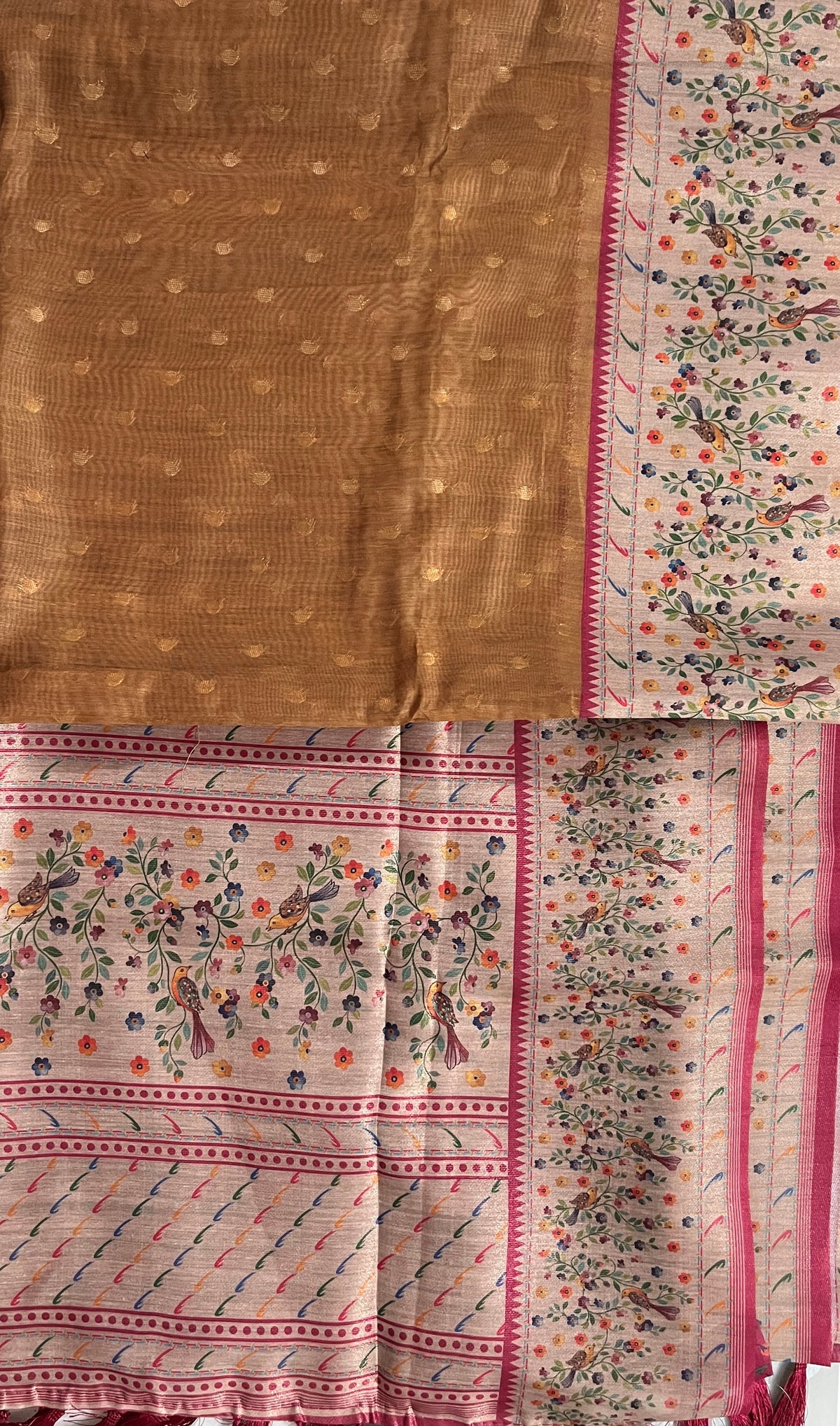 KS332- Golden brown silk blend saree