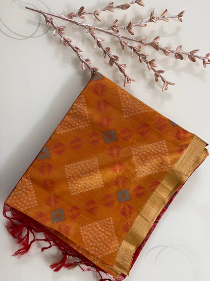 KS256- Mustard gold semi tussar saree