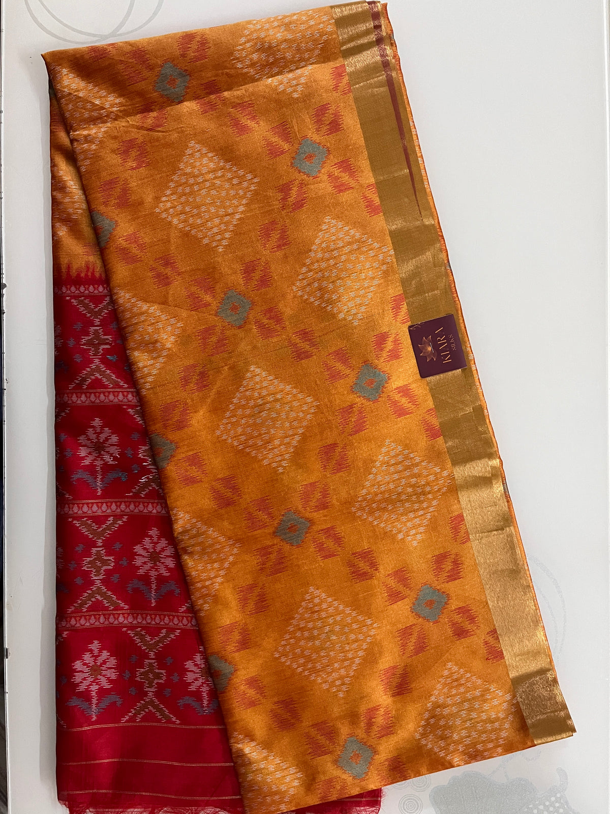 KS256- Mustard gold semi tussar saree