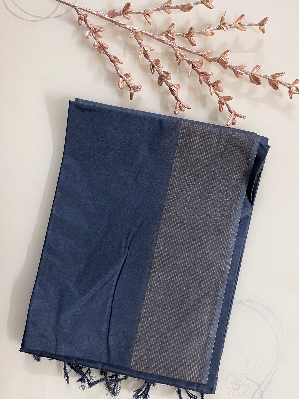 KS285 -Silk blended Navy Blue saree