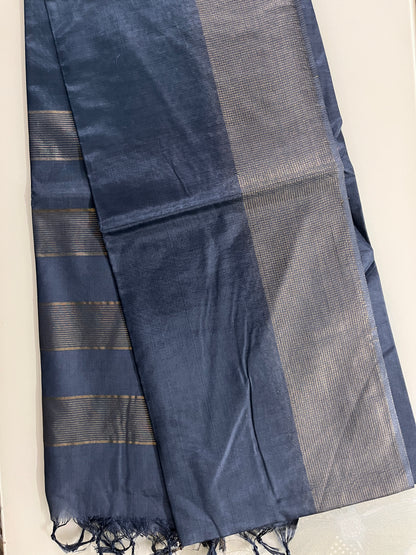 KS285 -Silk blended Navy Blue saree