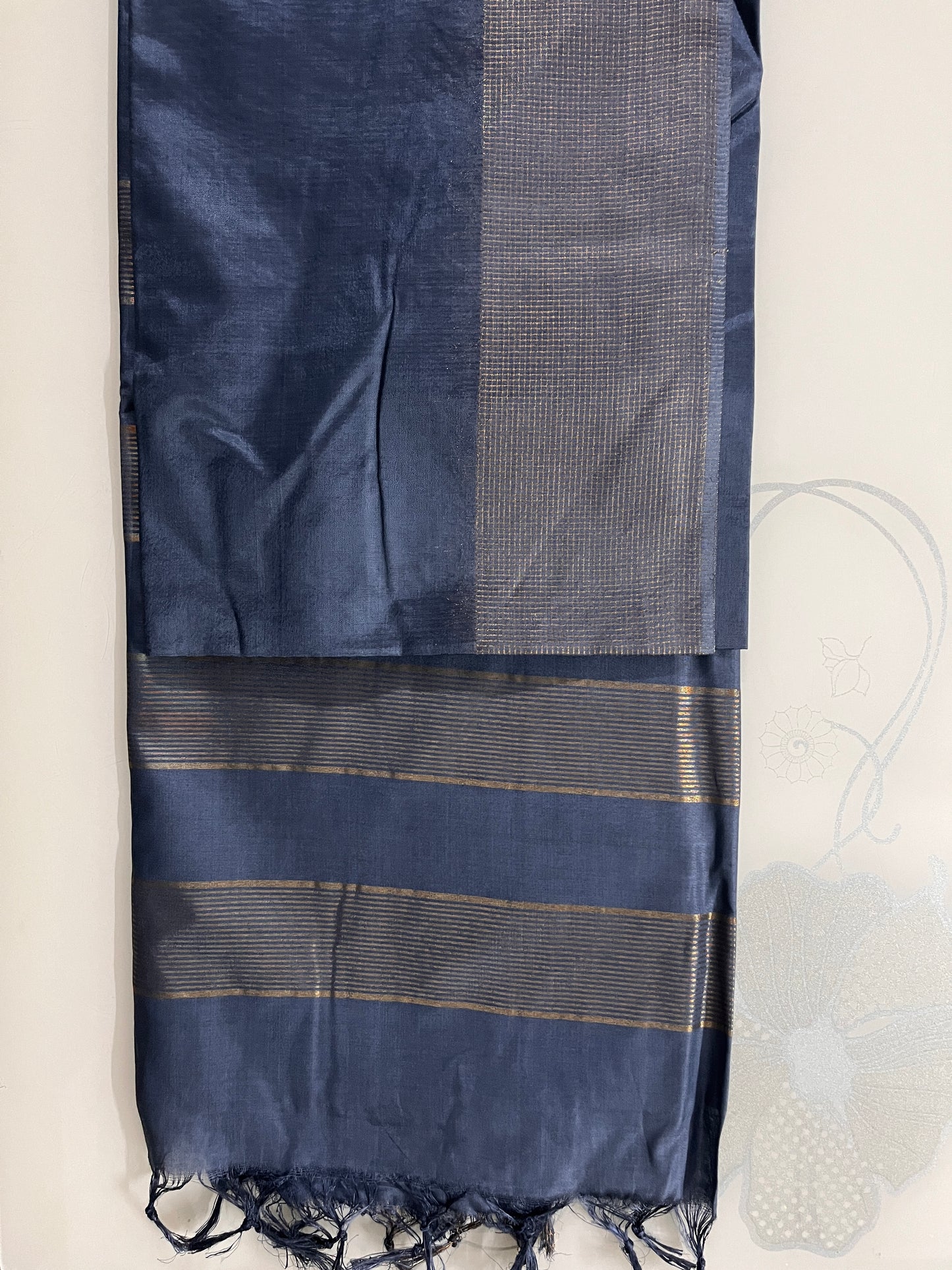 KS285 -Silk blended Navy Blue saree