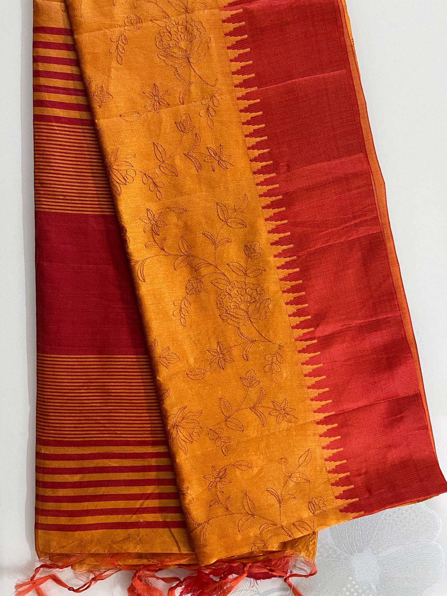KS261 - Mustard yellow silk blend saree