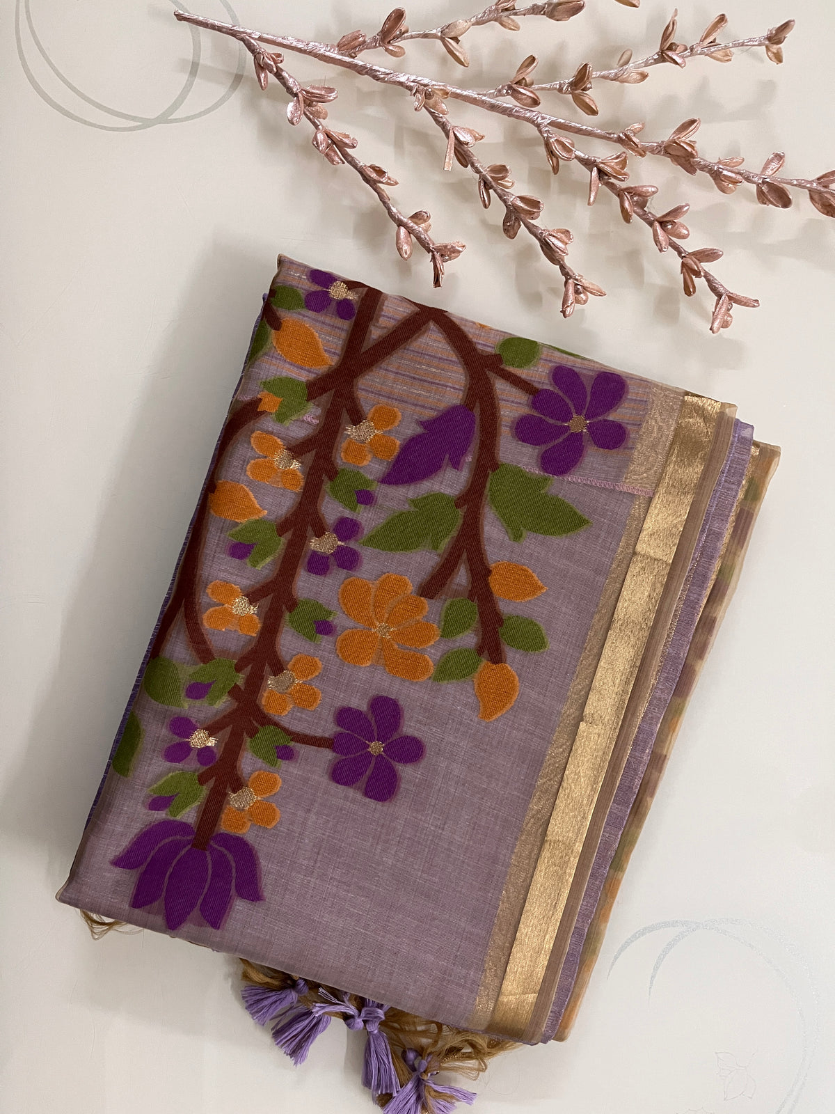 KS323- Silk blended Lavender saree