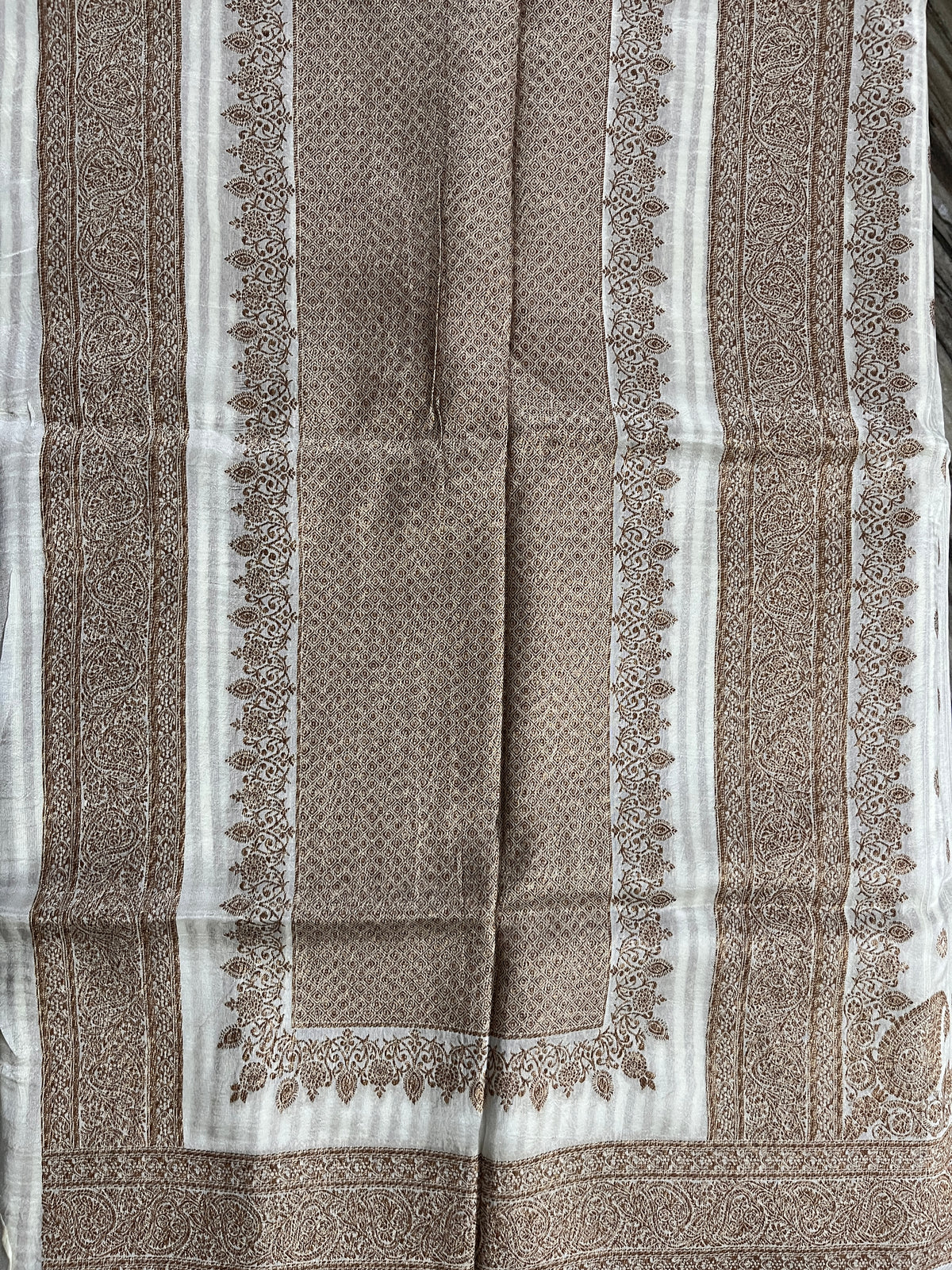KS260 - Ivory white silk blend saree