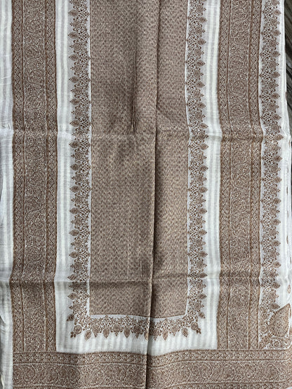 KS260 - Ivory white silk blend saree