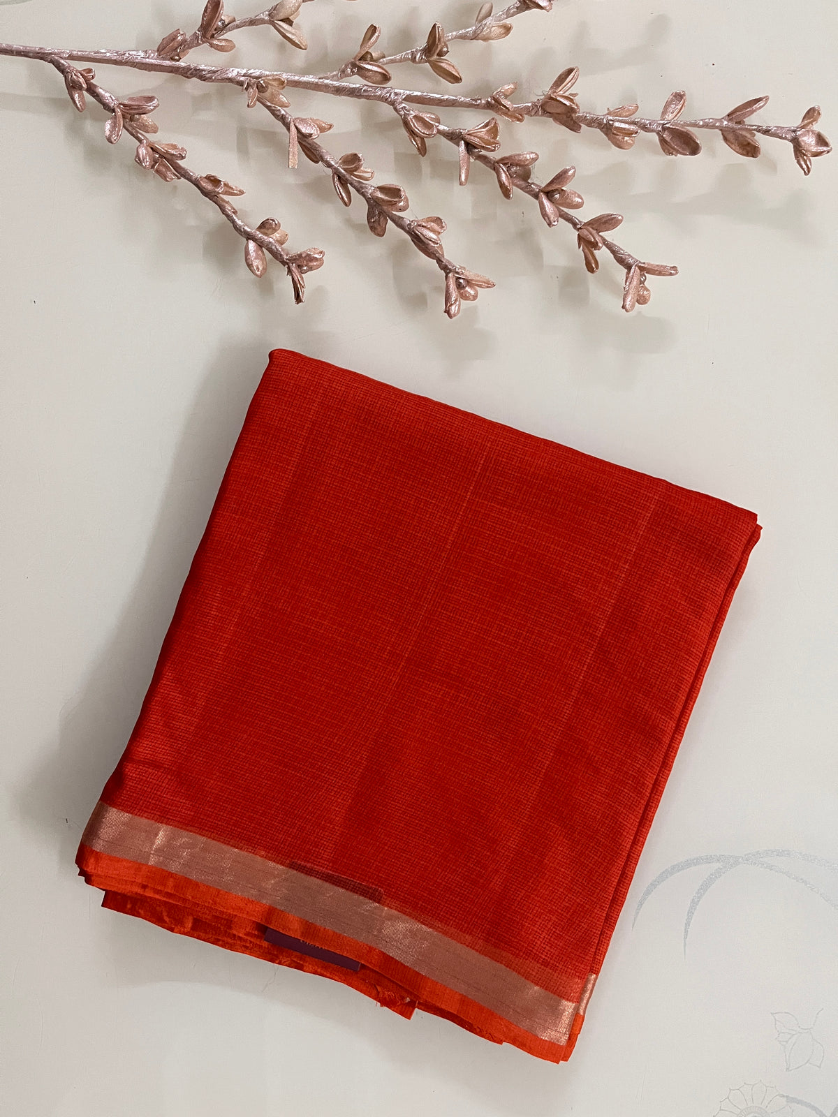 KS336 - Rust orange pure kota silk saree