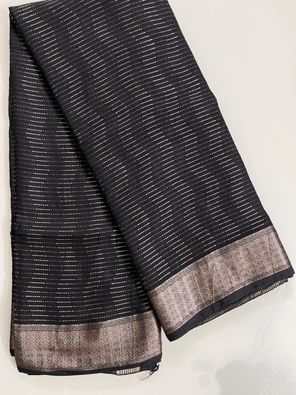 KS253- Silk blended black saree