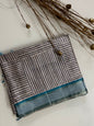 KS331 - Teal blue geometric patterned saree