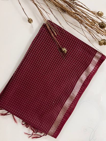 KS179 - Beautiful maroon checked saree