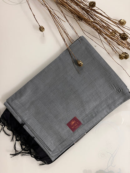 KS269 - Elegant grey saree with black pallu