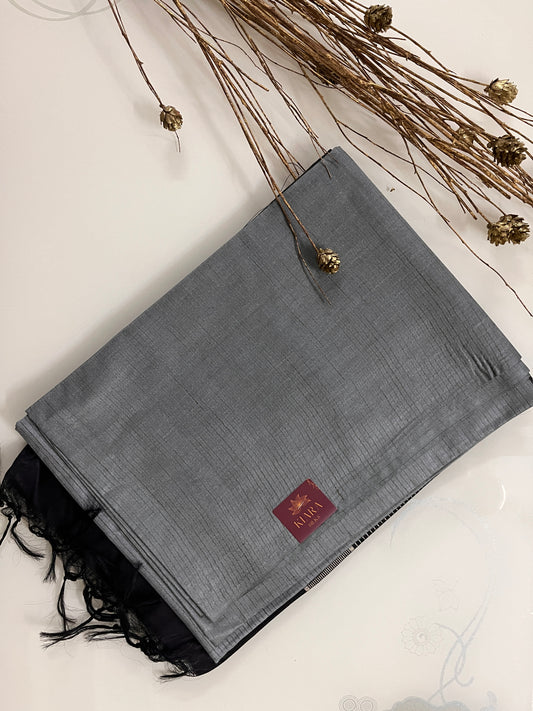 KS269 - Elegant grey saree with black pallu