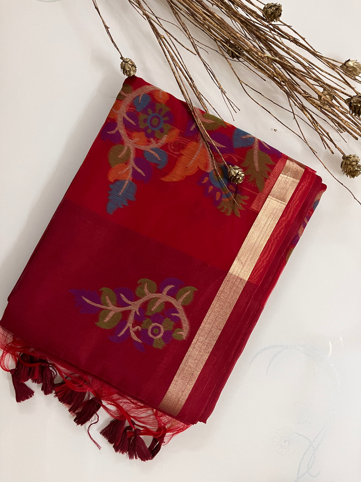KS324 - Deep magenta silk blended saree
