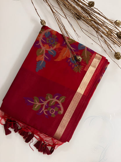 KS324 - Deep magenta silk blended saree