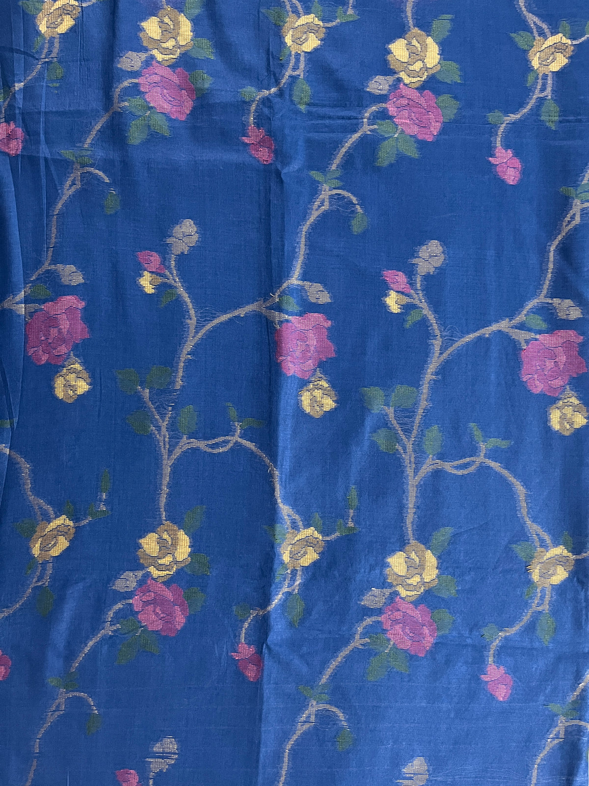 KS295 -Floral vine weave navy blue saree