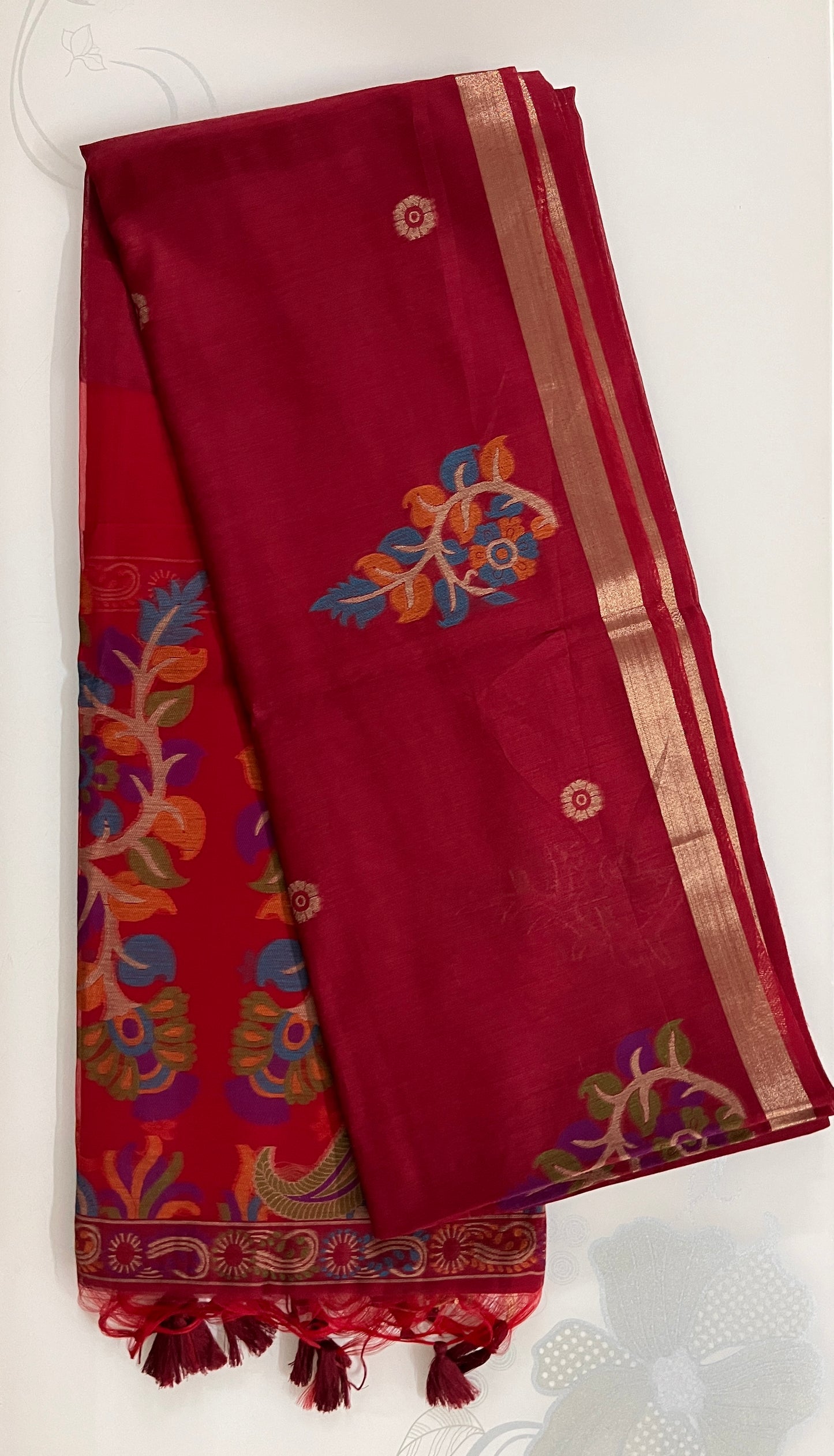 KS324 - Deep magenta silk blended saree