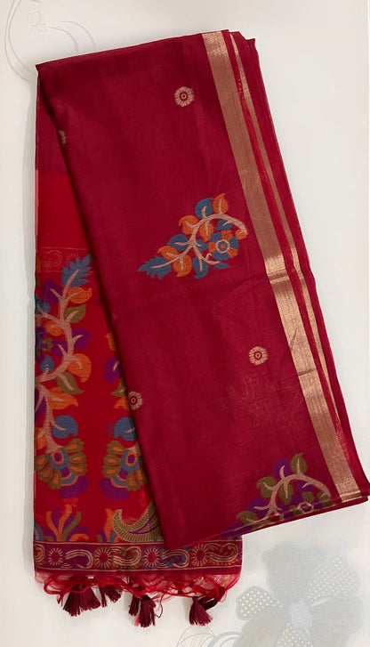 KS324 - Deep magenta silk blended saree