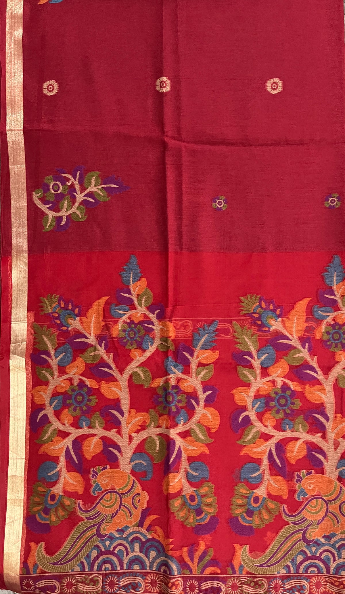 KS324 - Deep magenta silk blended saree