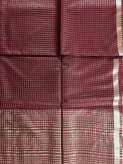 KS179 - Beautiful maroon checked saree