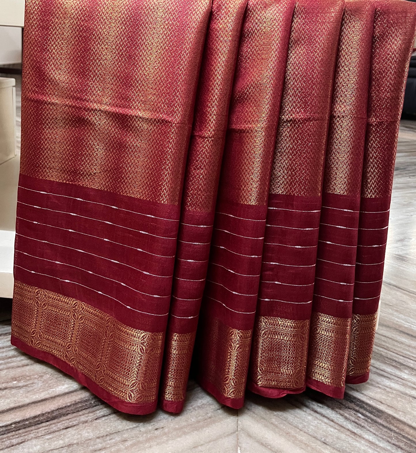 CAS183 - Maroon silk blended saree