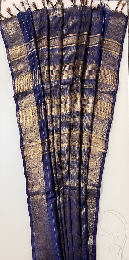CAS184 - Navy Blue silk blended saree
