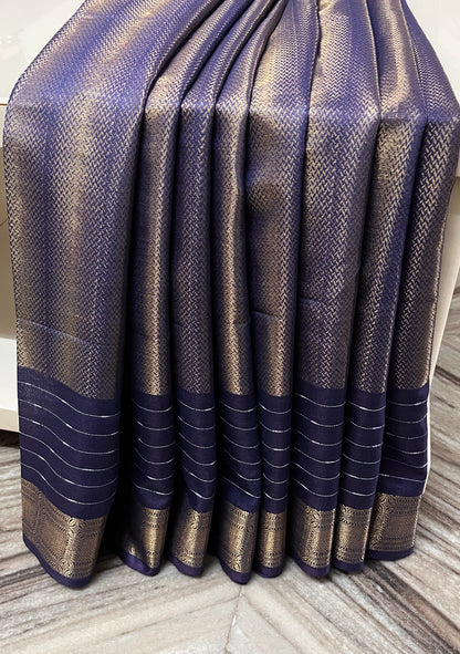 CAS184 - Navy Blue silk blended saree