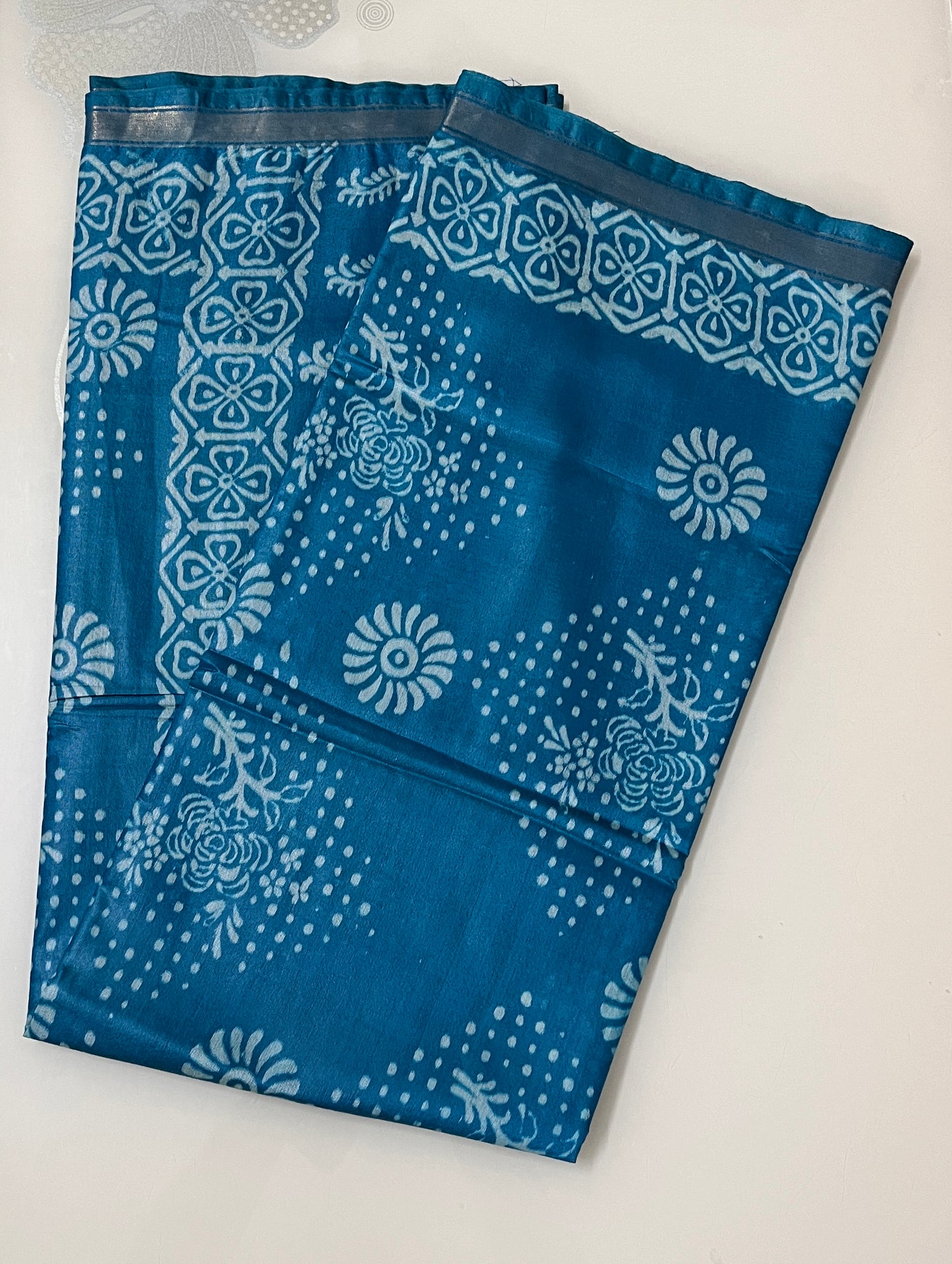CAS185 - Deep turquoise blue Bandhani Saree