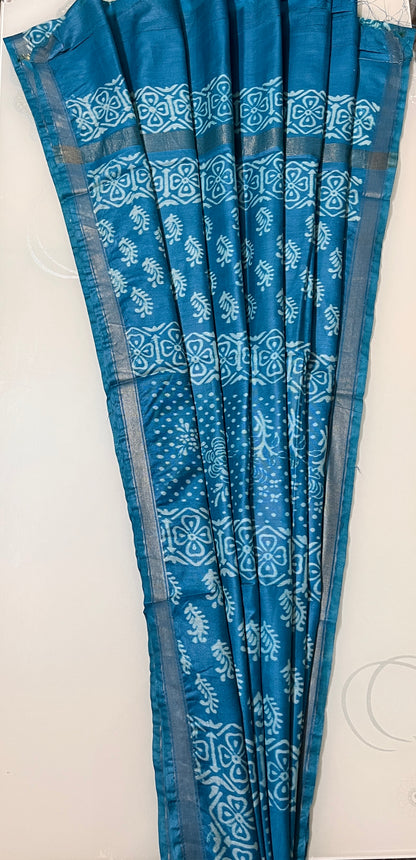 CAS185 - Deep turquoise blue Bandhani Saree