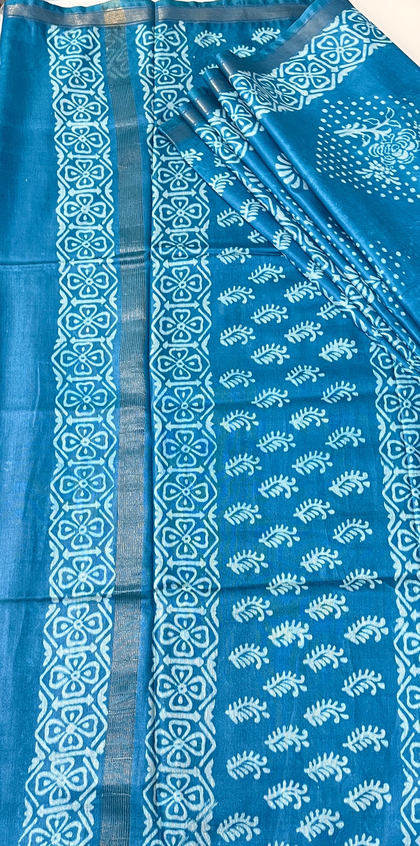 CAS185 - Deep turquoise blue Bandhani Saree